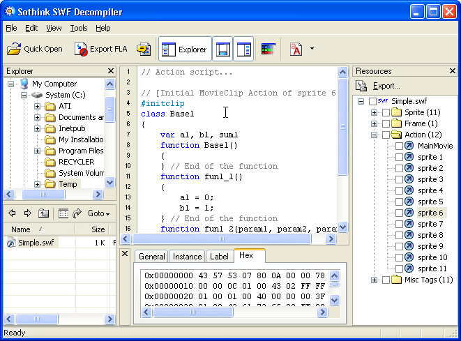 Sothink SWF Decompiler-Flash Decompiler Screenshot